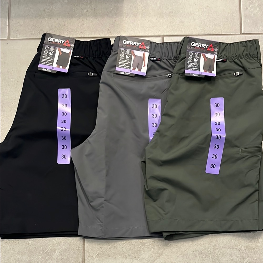 Gerry Weber Men's Performance Shorts - Black, Gray, Green